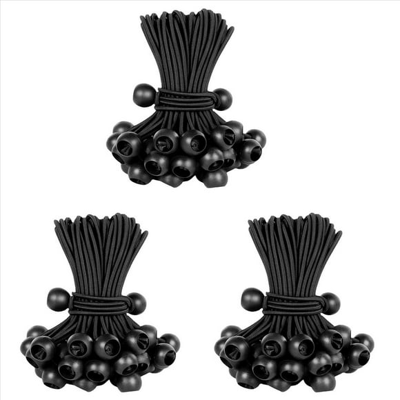Black Ball Bungee Cord, Heavy Duty Outdoor Bungee Cord with Ball,Tarp Tied Bungee Ball for Shelter, Camping, 180pcs,180 x Black Ball Bungee Cord,Black