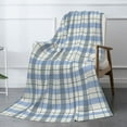 thumbnail image 3 of XMXT Throw Blankets, Blue Plaid Lines Retro Prints Bed Blanket for Bedroom Sofa, 50 x 70 inches Blue, 3 of 9