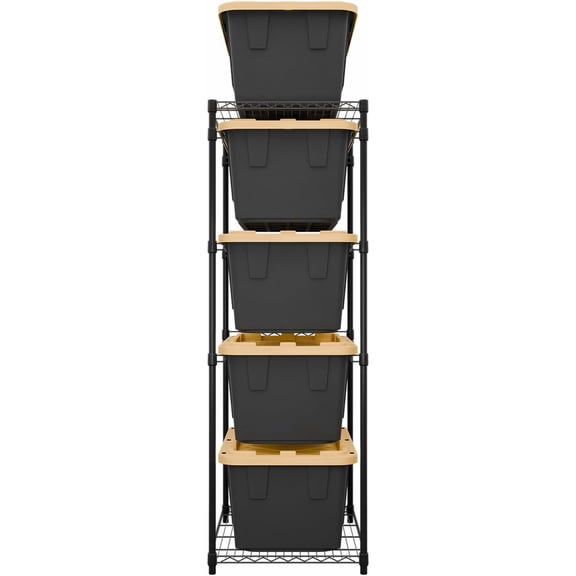 5-Tier Heavy Duty Bin Rack for 27-Gal Totes, Black