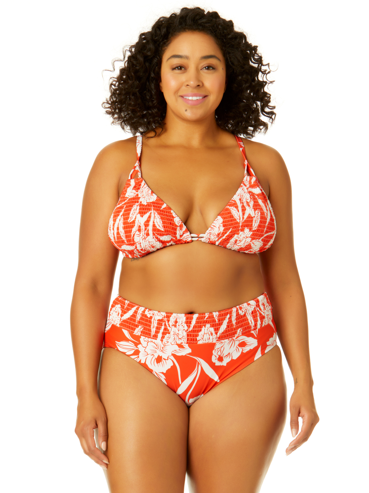 Time and Tru Women's Plus Size Mid Rise Smocked Swim Bottoms - image 2 of 5