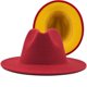 thumbnail image 4 of Sombrero de copa de lana de color exterior, color camello interior, sombrero rojo estilo jazz, sombrero de fieltro de cachemira, 4 of 6