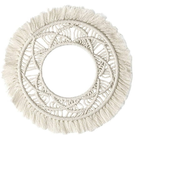 WASHWEPE Eco Friendly White Cotton Round Wall Tapestry for Stylish Indoor Home Decoration