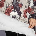 thumbnail image 3 of Oversized Wearable Blanket Hoodie,Halloween Skulls Ravens and Roses Sherpa Blanket Hoodie with Super Pockets,Super Warm Fuzzy Pullover for Women & Men, 3 of 6