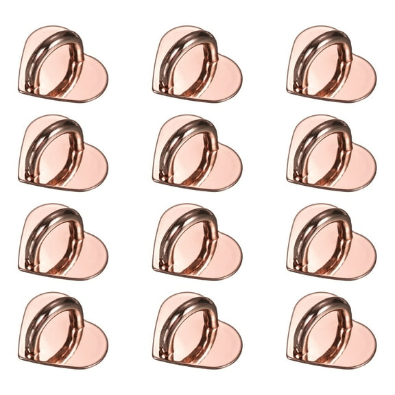 Uxcell Metal Phone Charm Hook 0.8", 12Pcs Adhesive Heart Shaped Phone Finger Grip Hook Smartphones Keychain Ring Charm Loop for DIY Tablet Case Accessories, Rose Gold
