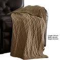 thumbnail image 2 of Benzara Creuse Cable Knitted Cotton Throw with Diamond Pattern The Urban Port, Brown, 2 of 2