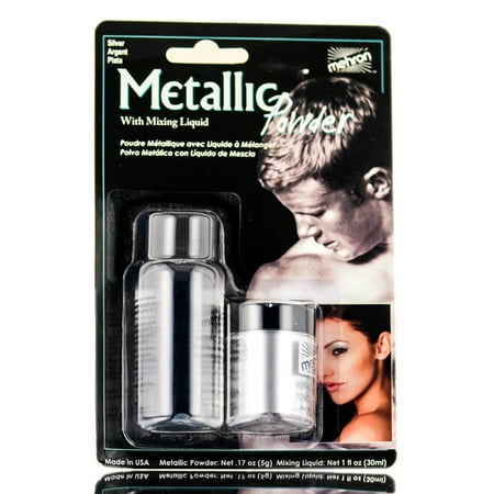 Mehron Metallic Powder With Mixing Liquid - Option : Silver - 0.17 / 1.0 oz