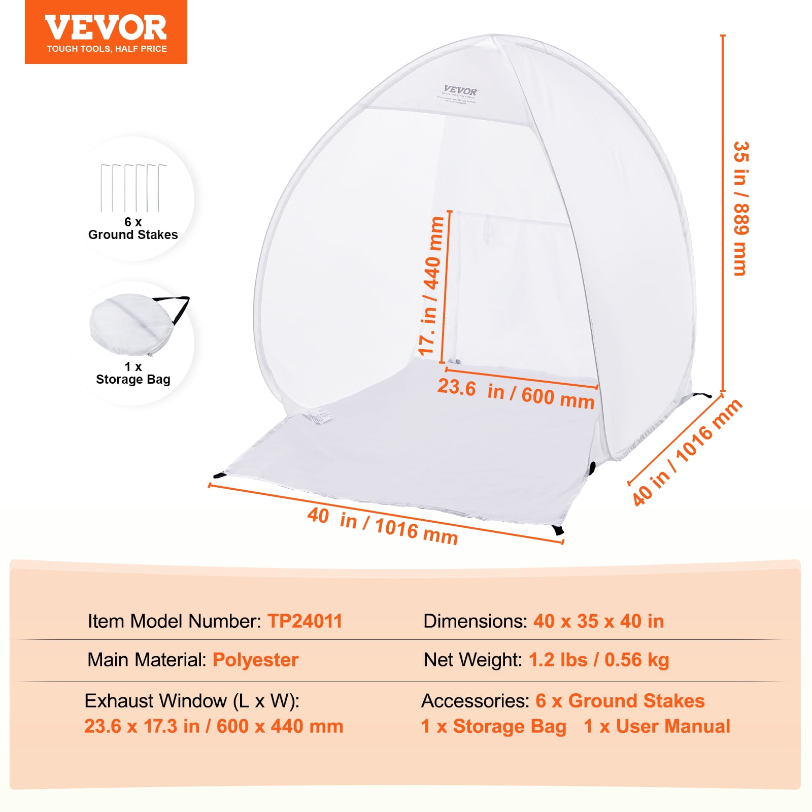 VEVOR Spray Paint Shelter, 40 x 35 x 40 in Pop-Up Portable Spray Paint Tent with Built-In Floor, Exhaust Window and Storage Bag, Foldable Paint Booth for Furniture, DIY Hobby Tool Painting Station