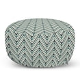 thumbnail image 1 of Abstract Pouf Cover with Zipper, Pattern of Zigzags Geometric Details, Soft Decorative Fabric Unstuffed Case, 30" W X 17.3" L, Sage Green Cadet Blue, by Ambesonne, 1 of 5