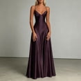 thumbnail image 2 of XIAOCHA Women's Summer Elegant Maxi Dress V Neck Thin Spaghetti Strap Satin Solid Flowy Floor Evening Gown, 2 of 5