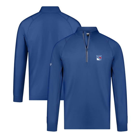 Men's Levelwear Blue New York Rangers Theory Insignia Core Quarter-Zip Pullover Top