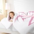 thumbnail image 3 of Erosebridal Girls Pink Bow Queen Comforter Set, N Letter Bedding Comforter Set, Princess Style Bedroom Decor, Pink Reversible 3 Pieces, 1 Comforter and 2 Pillowcases, 3 of 6