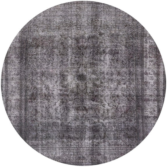 Ahgly Company Indoor Round Mid-Century Modern Gray Oriental Area Rugs, 4' Round