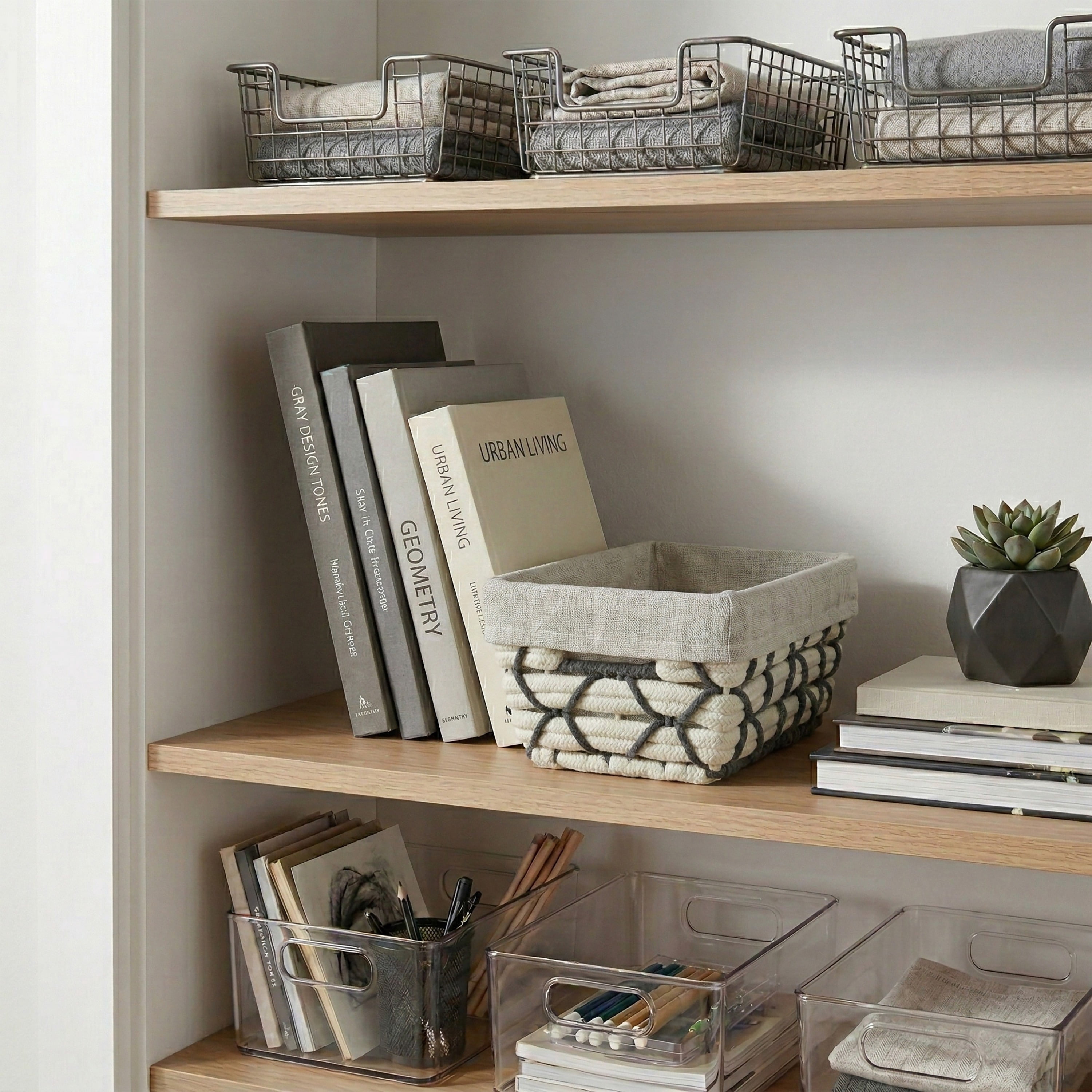 Simplify Small Shelf Woven Tote in White