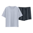 thumbnail image 5 of PRINxy Women's Modal Pajama Sets Summer Cooling Short Pj with Chest Pad Short Sleeve Crewneck Sleepwear and Elastic Waist Shorts Loose Fit 2 Piece Loungewear Gray L, 5 of 5