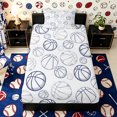 thumbnail image 4 of meiyoeat Sport Basketball Twin Sheets 3pcs,Ball Game Bedding,White Navy,1 Flat Sheet, 1 Fitted Sheet and 1 Pillowcase, 4 of 6
