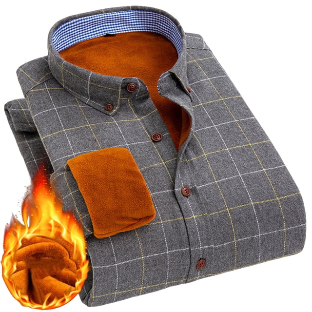 Chemises pour Hommes Décontractées Patchwork à Carreaux Col Rabattu Bouton Polaire Chaud