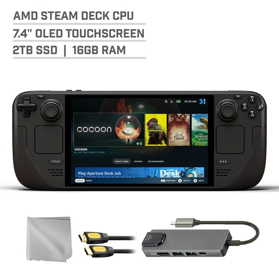 Valve Steam Deck OLED 2TB SSD Gaming Handheld 7.4-inch Touchscreen 1280x800 Resolution, Ergonomic Design, Mytrix Hub, HDMI Cable, 3 Accessories: 4 in 1 Bundle