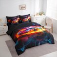 thumbnail image 4 of Manfei Race Car 7pcs Bedding Comforter Set,Kids Extreme Sport Queen Bedding Sets,Orange Red Black Queen Sheet Sets For Boys,Luxury Bedroom Decor Reversible, 4 of 9