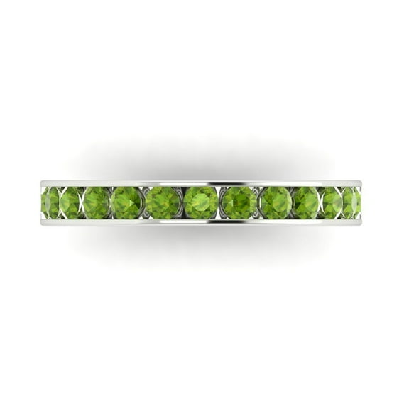 0.39 ctw Wedding Band for Women - 18K White Gold Natural Peridot Stackable Eternity Ring