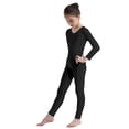 thumbnail image 4 of Mufeng Kids Girls Boys Gymnastics Leotard Ballet Dance Full Bodysuit Jumpsuit Dancewear Unitard Black 13-14, 4 of 7