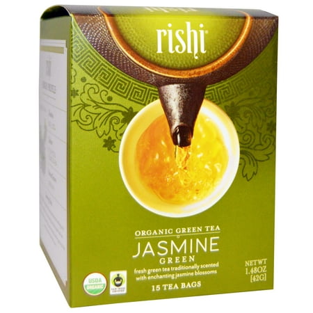 Rishi Tea, Organic Green Tea, Jasmine Green, 15 Tea Bags, 1.48 oz (42 g) Each(pack of