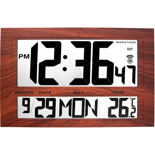Marathon Watch Company Commercial Grade Jumbo Atomic Wall Clock With 6 Time Zones Indoor Temperature Date Batteries Included Walmart Com Walmart Com