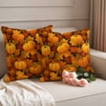 thumbnail image 2 of Orange Pumpkins Fall Outdoor Waterproof Pillow Covers, Thanksgiving Maple Leaf Harvest Decorative Square Throw Pillowcase Sofa Cushion Sham for Patio/Couch/Chair, 18"x18" 2 Pack, 2 of 8