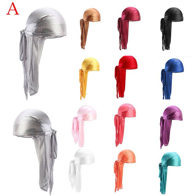 Mens Durag Silky Hip Hop Bandana Unisex Doo Rag Pelucas Turban Biker Long Tail Cap