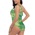 thumbnail image 4 of Uemuo Crocodile And Bush Print Women's One Piece Swimsuit Asymmetrical Neck Bathing Suit One Shoulder Side Cutout Ruffle Swimwear-X-Large, 4 of 6