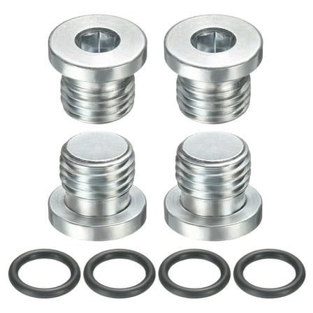 4 Pack SAE 7/16-20 UNF Inner Hex Head Pipe Fitting Plug, Universal Carbon Steel Thread Socket Plug with O-Ring for Terminate Pipe Ends or Replacement Drains