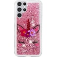 thumbnail image 3 of Case for Samsung Galaxy S23 Ultra, Galaxy S23 Ultra Case Cute Pink Glitter Luxury Sparkle Liquid for Girls Women Quicksand Clear TPU Protective Phone Case for Samsung S23 Ultra Wink Unicorn, 3 of 12