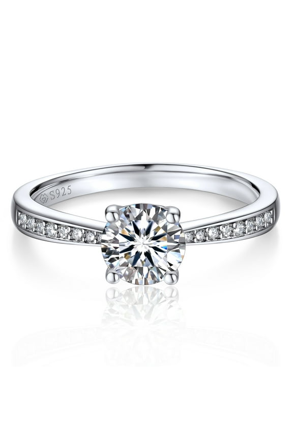 Promise Ring for Women 1 Carat Moissanite Engagement Rings 925 Sterling Silver Wedding Band Size7