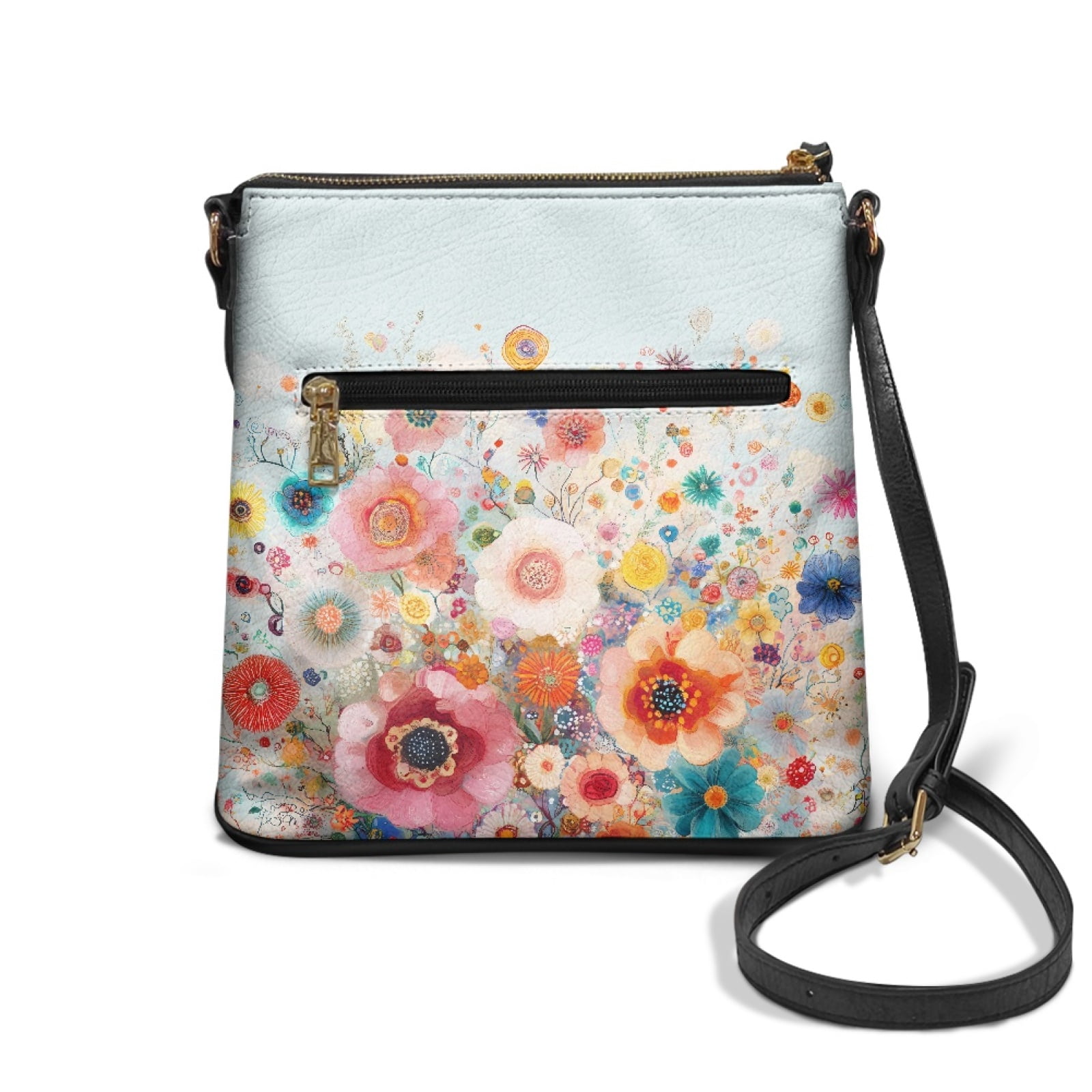 ZUXONGSY Abstract Painted Floral Print Multipurpose Crossbody Bags for Women Leather Shoulder Handbags Travel Purse Casual Sling Hobo Bag with Zipper Pocket for Working Shopping