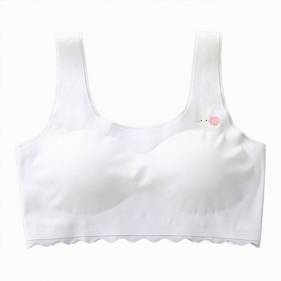 dmqupv Kids Bra Girl Soft Padding Training Bras for Girls Seamless Cami Sports Bras for Teens Adjustable Strap Design White,12-15 Years