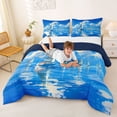 thumbnail image 3 of Manfei Oil Painting Sailboat Full Size Comforter Sets for Kids Boys and Girls, Nautical Themed Bedding Sets, Navy Reversible 3pcs, 1 Comforter and 2 Pillowcases, 3 of 6