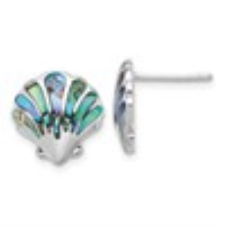 Diamond2Deal 925 Sterling Silver RH-Plated Polished Abalone Shell Post Earrings for Women
