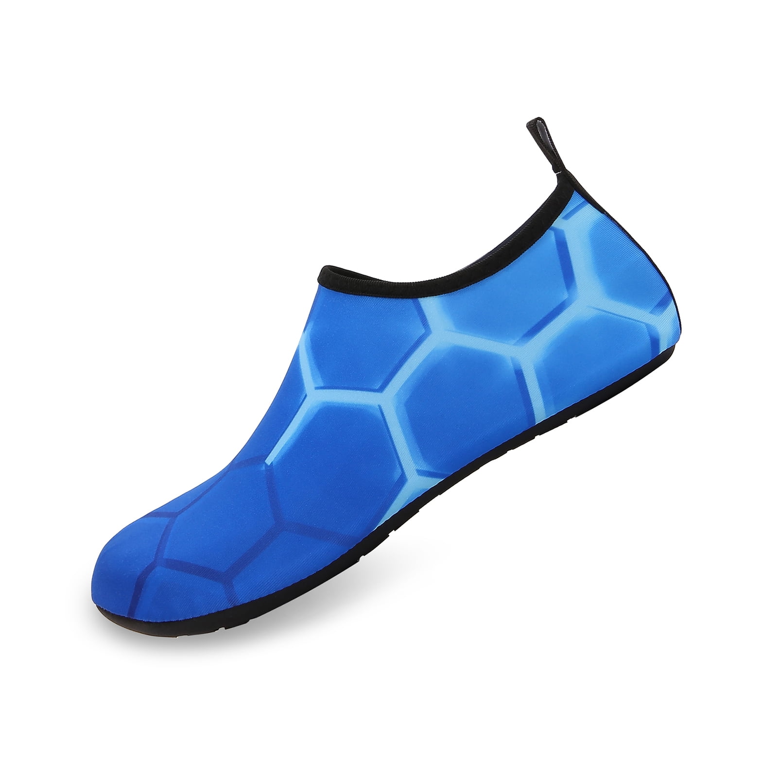 Men and Women a Slip On Barefoot Quick-Dry Beach Aqua Yoga Water Shoes (Neon Hexagon/Blue, 7.5-8.5 Women/6.5-7.5 Men)