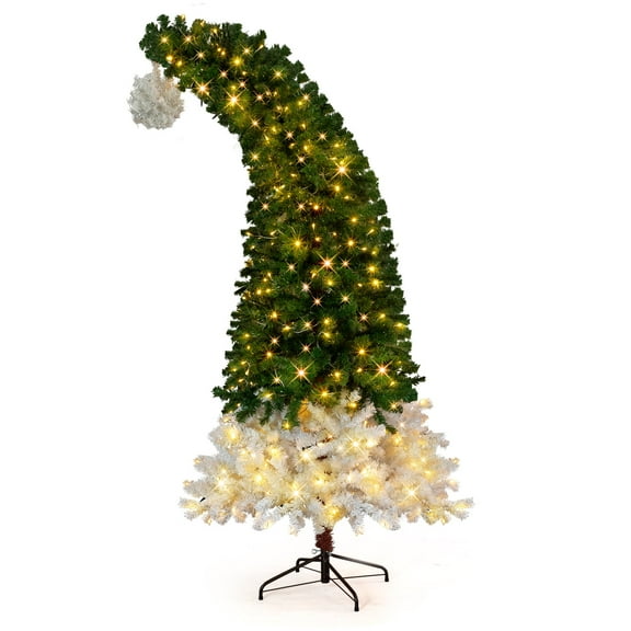 Matladin 6ft Pre-lit Christmas Tree with 250 LED Lights, 839 Tips, Bendable Santa Hat, 8 Light Modes,  for Holiday Decoration
