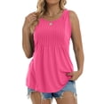 thumbnail image 4 of Fantaslook Womens Tank Tops Dressy Casual Sleeveless Blouses Crew Neck Pleated Tunic Shirts Summer Tops, 4 of 10