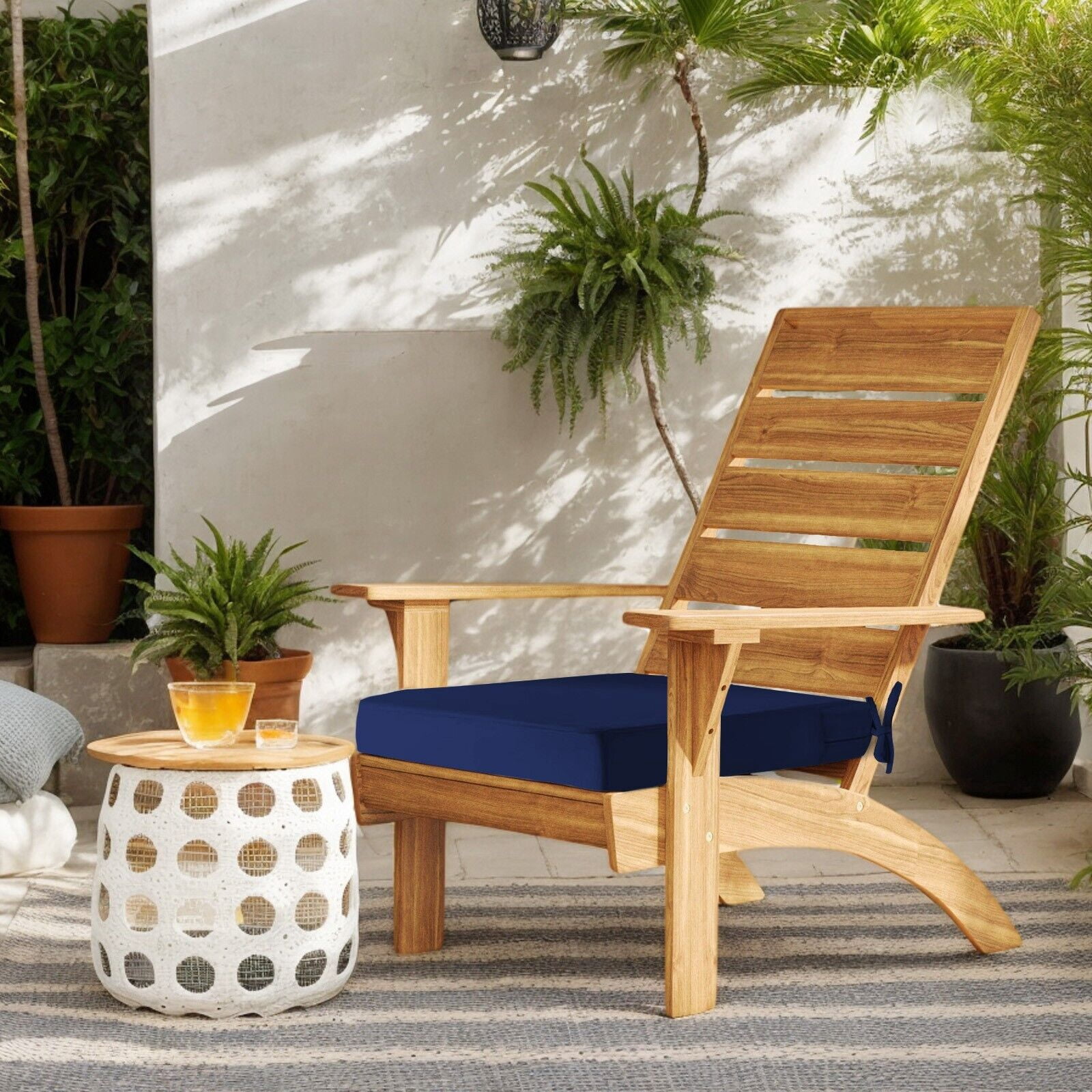 (Set of 2) Outdoor Chair Cushions for Patio Furniture, Waterproof 19" x 19" x 3" Square Patio Chair Seat Cushion with Non-Slip Ties & Handle