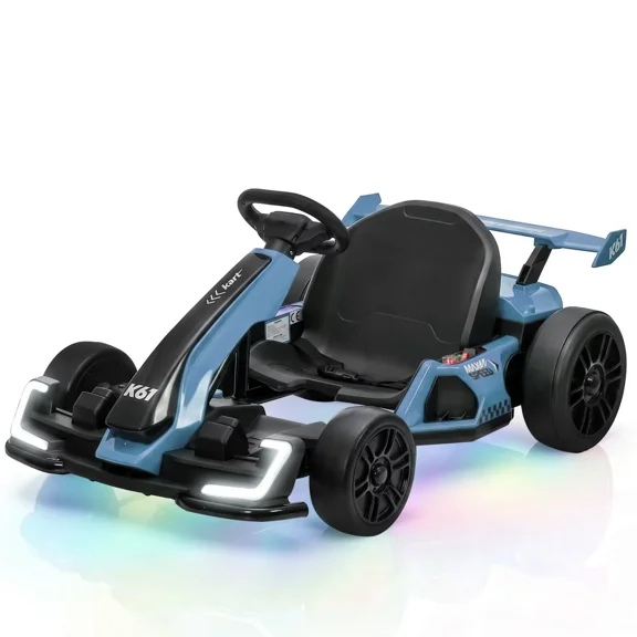 Go kart for Kids Ages 6 12, 24V Electric Drift Kart Ride on with 300W Motors, 360° Drift, 8.5 MPH, Adjustable Seat - Blue