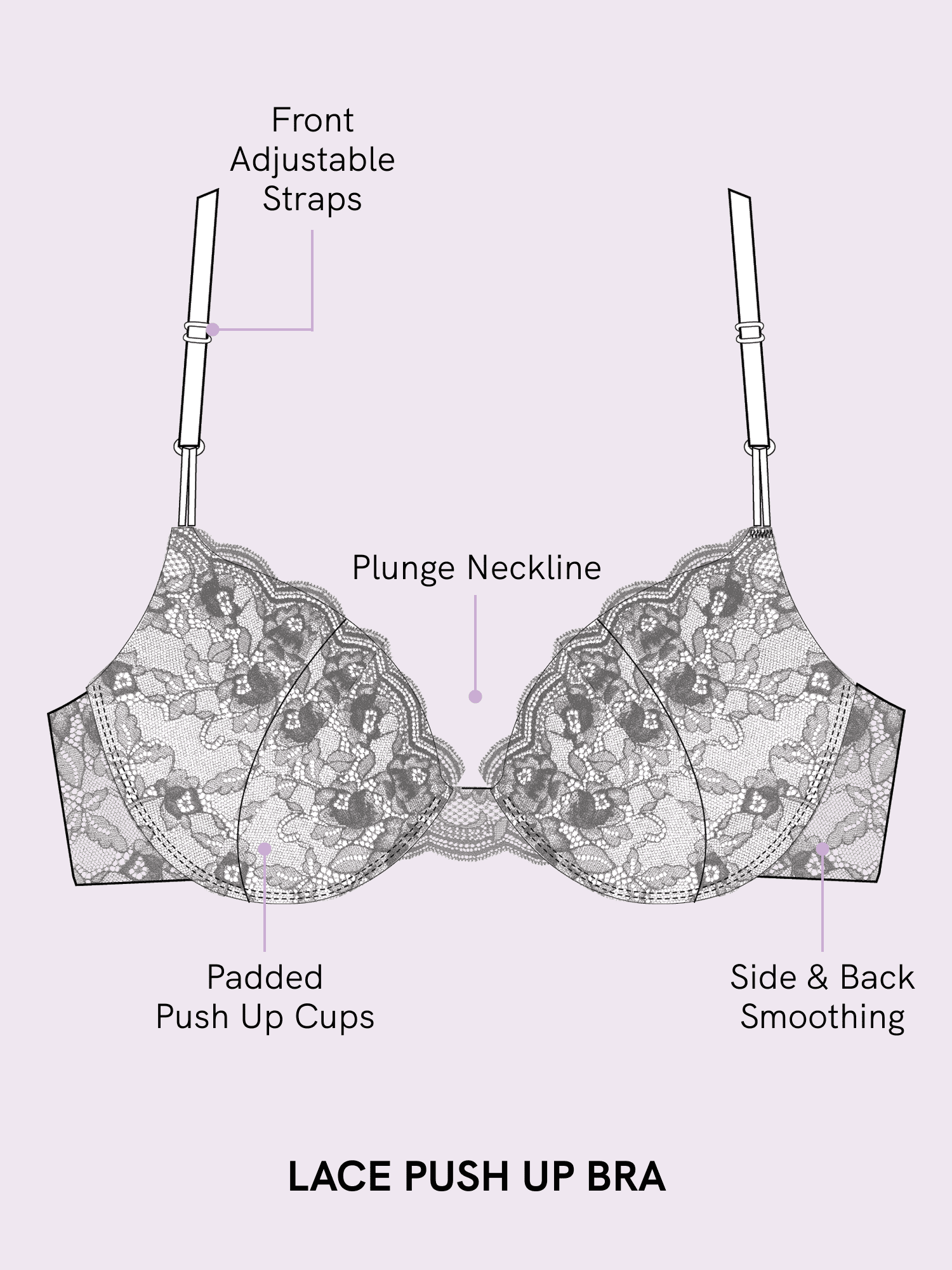 Joyspun Women's Lace Push Up Bra, Sizes 34A-36DD