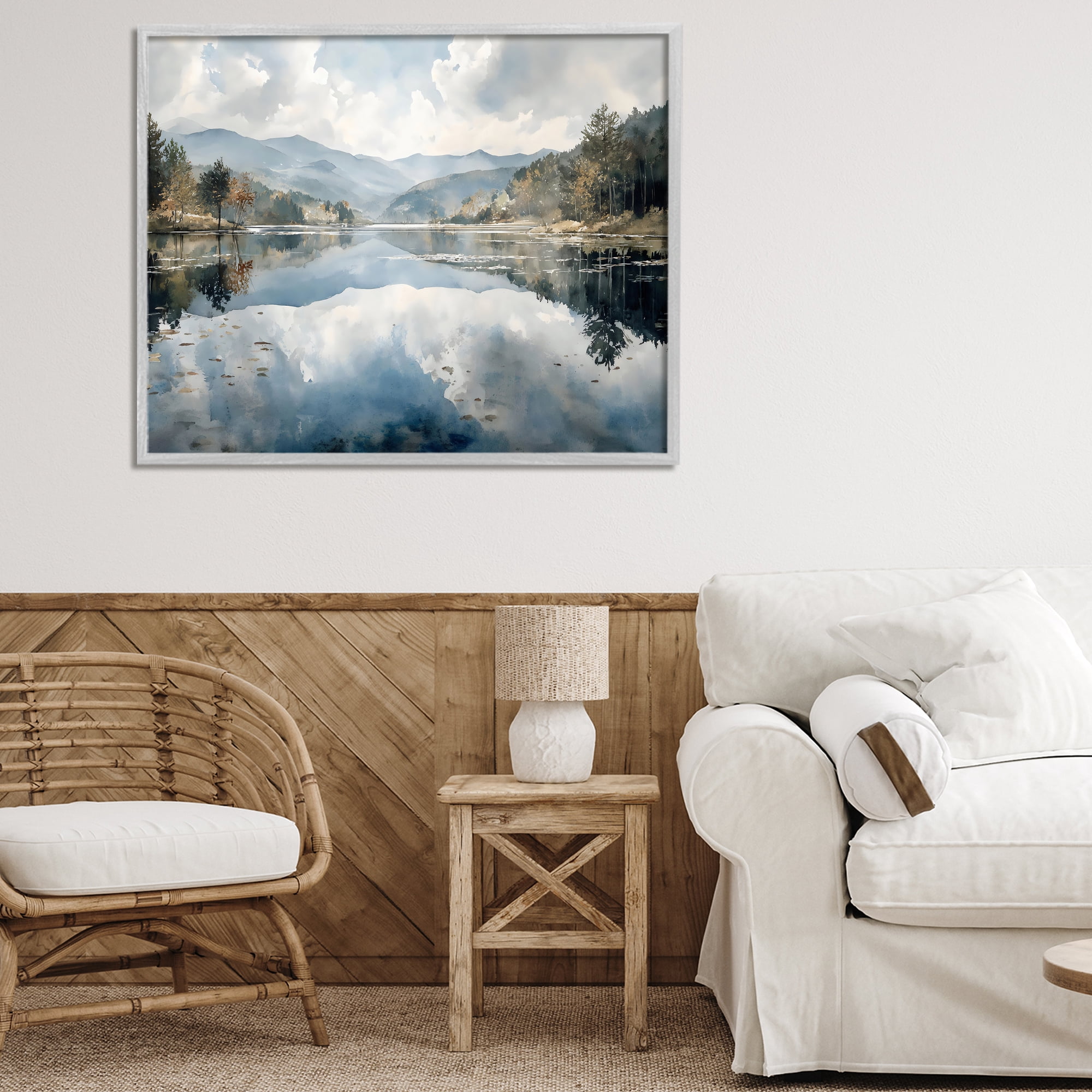 Stupell Industries Nature's Reflection on Mountain Lake Gray Framed Giclee Art, design by Franklyn Gregory