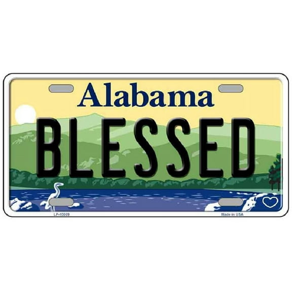 Blessed Alabama Background Novelty Metal License Plate LP-10009