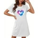 thumbnail image 4 of Camisón corto de talla grande para mujer, camisón de manga corta con estampado de pecho a la moda, camisón para mujer, 4 of 7