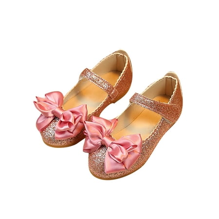 

Rotosw Girls Flats Comfort Princess Shoe Glitter Mary Jane Kids Pump Girl s Breathable Magic Tape Flat Shoes Pink 11.5C