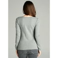 thumbnail image 4 of Emmalise Women's Casual Basic V-Neck Tshirt Long Sleeves Tee Top - H Gray, S, 4 of 4
