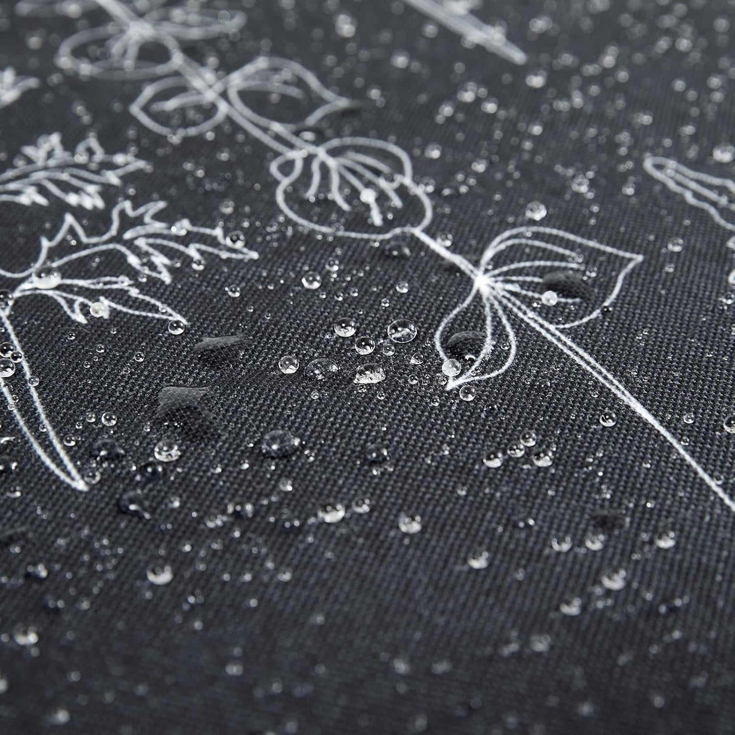 Vintage Botanical Linen Shower Curtain for Bathroom in Black and White, Heavy Duty 180GSM Textured Fabric Shower Curtain Set Cute Plant Leaves Design, Modern Farmhosue Boho Floral Bathroom Decor