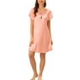 thumbnail image 2 of Unique Bargains Women's Pajama Dress Satin Sleepwear Nightshirt Soft Lounge Nightgowns, 2 of 5