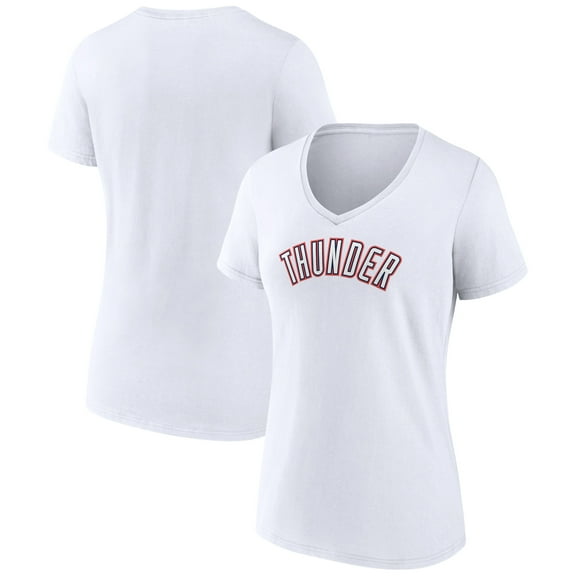 Women's White Oklahoma City Thunder Alternate Logo V-Neck T-Shirt